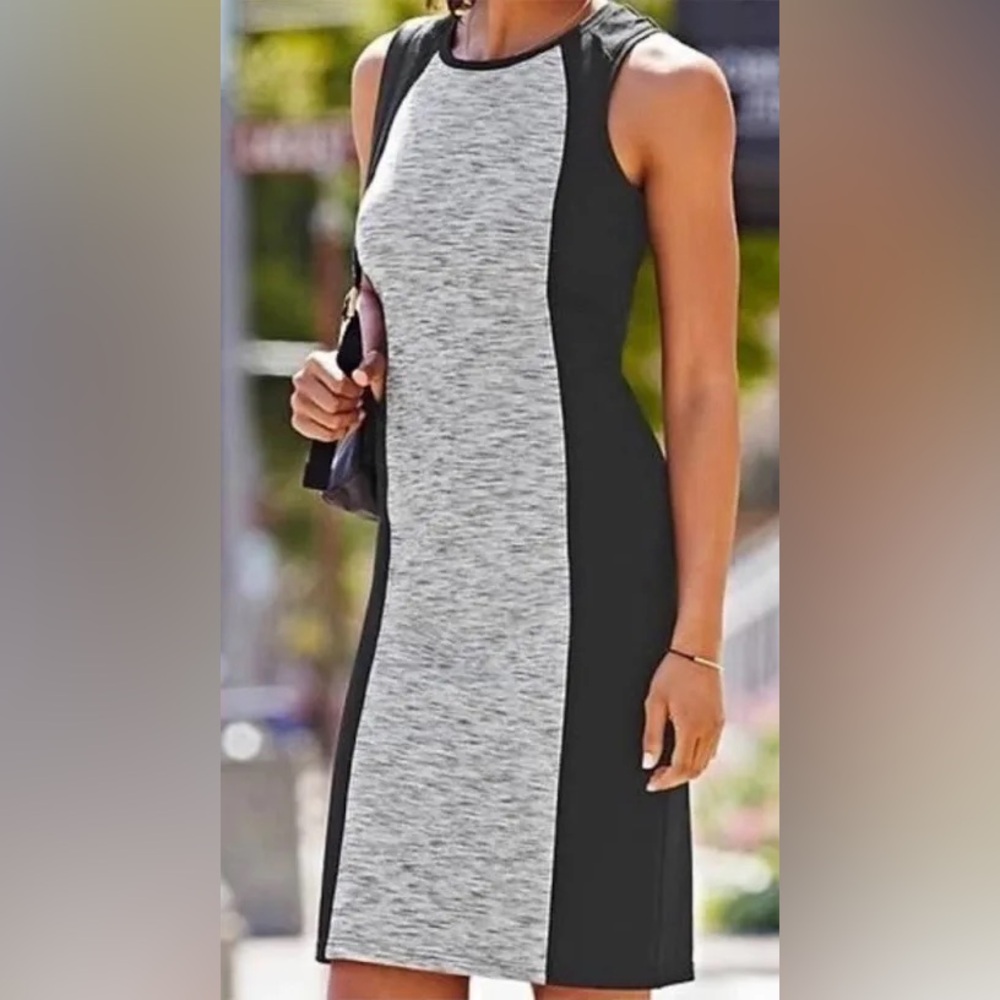 Athleta Black and Gray Cityscape Sleeveless Dress Size Small